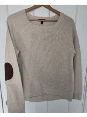 J. Crew Women's Wool Sweater Leather Elbow Patches Size S Dark Academia Poetcore